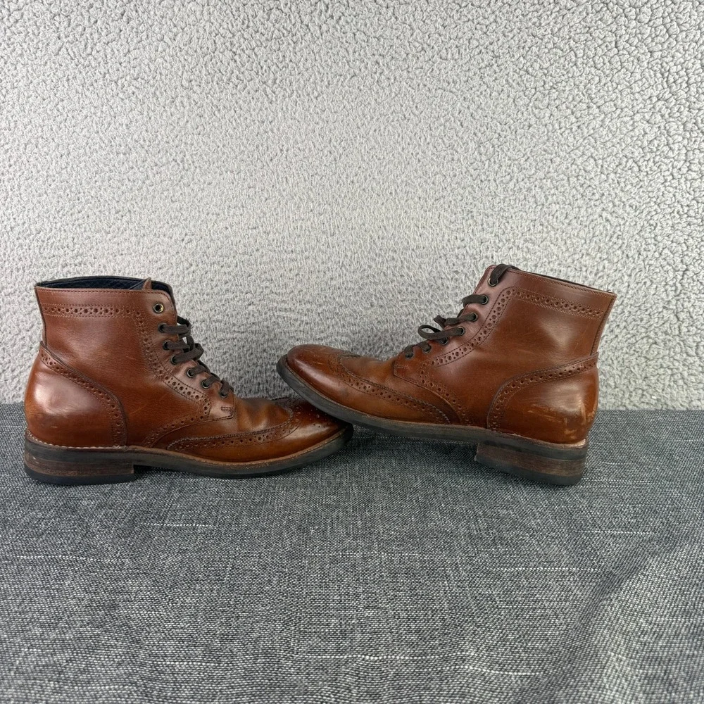 Thursday Boot Co Wingtip Leather Boots Mens 8.5 Cognac Brown Brogue Ankle Boot
